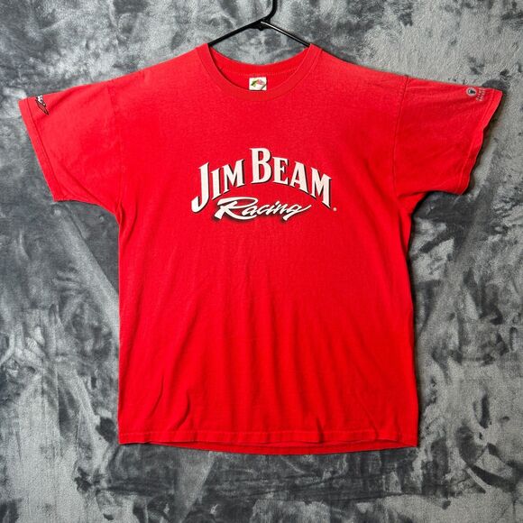 Vintage Y2K Jim Beam Racing Red Short Sleeve T-Shirt Promo Size X-Large - Picture 1 of 7